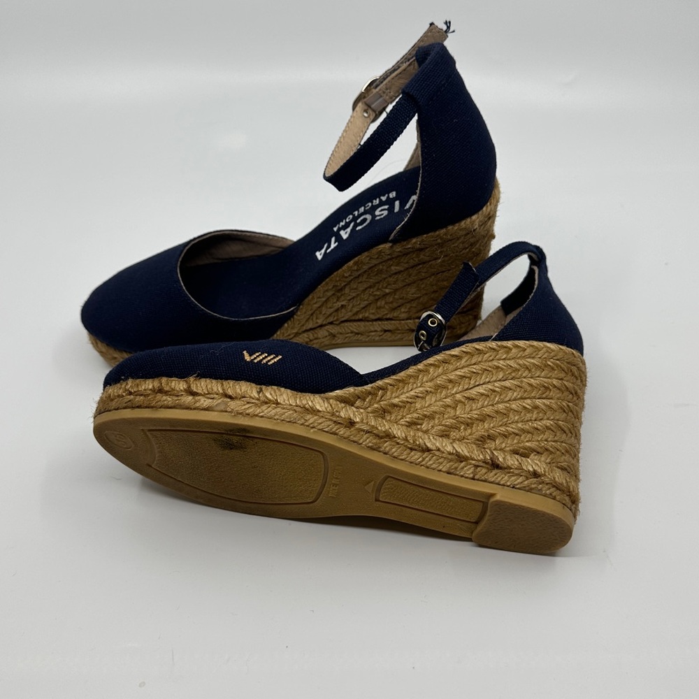 Women's Viscata Barcelona Satuna Canvas Navy Espadrille Wedges, 35 - Picture 7 of 10